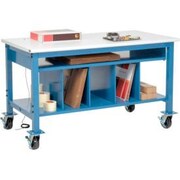 GLOBAL EQUIPMENT Mobile Packing Workbench W/Lower Shelf Kit, ESD Safety Edge, 60"W x 30"D 244213A